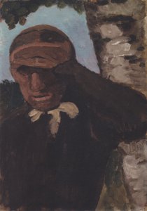 彼女の額に手で古い農民の女性 作： Paula Modersohn Becker